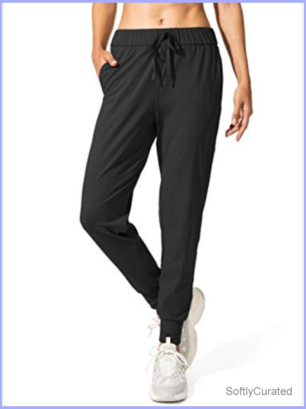 High Rise Tapered Track Pants with Pockets, Drawstring Cuffed Joggers for - Picture 4 of 7